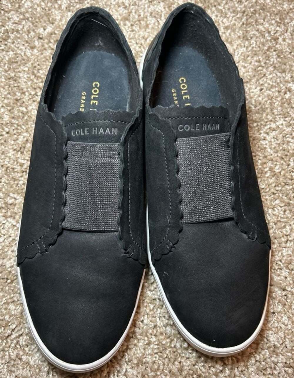 Cole Haan Grand Crosscourt Scalloped Slip-On Sneakers Black Size 8B